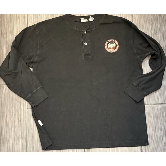 Vintage Taz American Legend Looney Tunes Long Sleeve Henley Shirt Embroidered XL - Picture 1 of 5